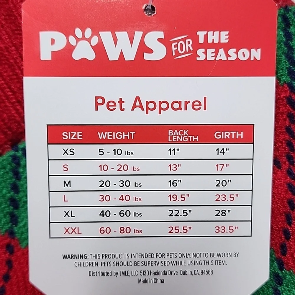 Red, White, Green & Black  Argyle Dog Sweater Medium New with Tags